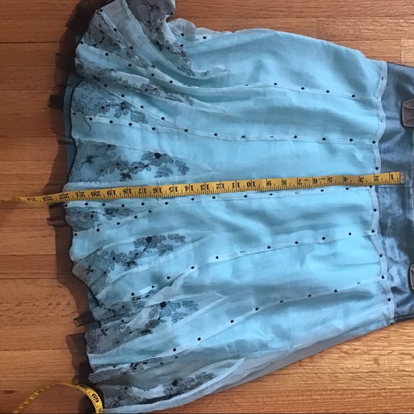Pretty turquoise blue skirt with black mess and sequins. Size L. - Picture 4 of 7